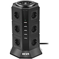 BEVA Regleta Enchufes Vertical de 12 Tomas Corrientes y 5 Rápida USB Tomas- Toma de Corriente con Protección Contra…